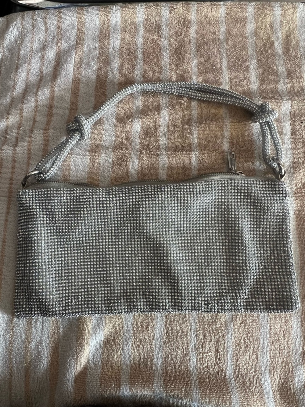 Mini Silver Crystal Mesh Shoulder Bag